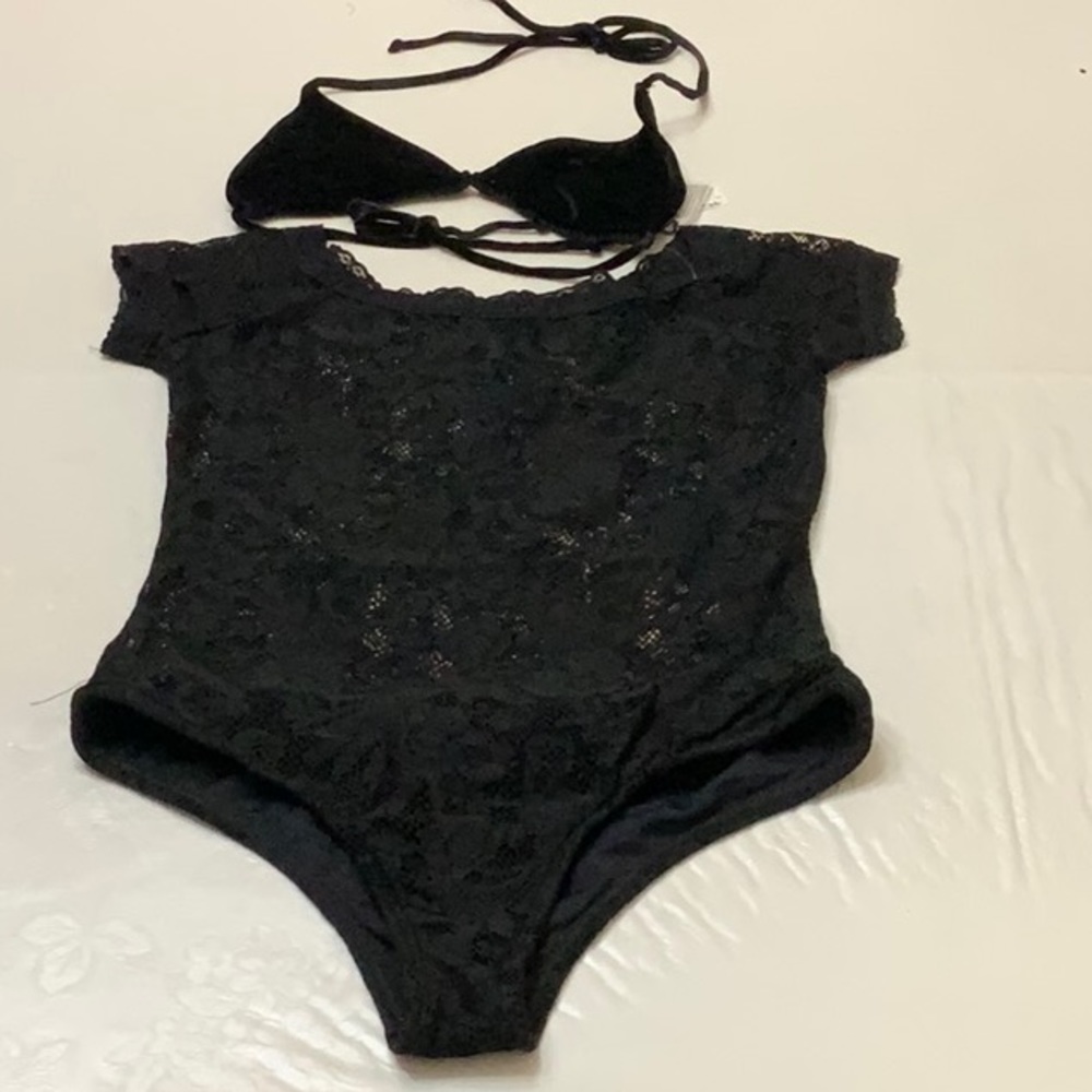 Lisa Blue SORCERESS Lace Body Suit w/ Tri-top - Black (#31)